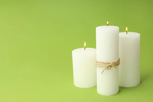 Conceito Relaxamento Com Velas Aroma Espaço Para Texto — Fotografia de Stock