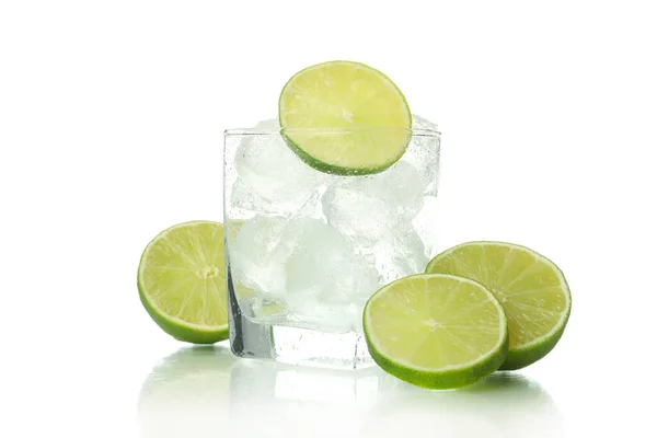 Glass Ice Lime Isolated White Background — Stock Photo, Image