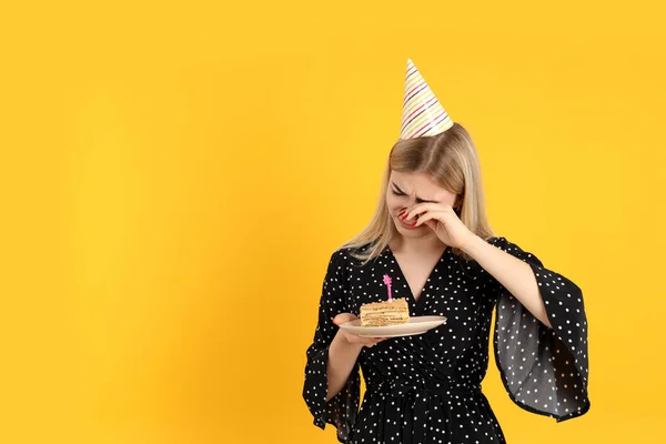 Concept Gelukkige Verjaardag Met Jonge Vrouw Ruimte Voor Tekst — Stockfoto