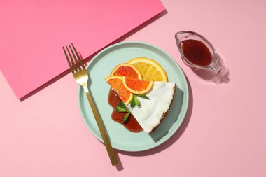 Pastalı lezzetli yemek kavramı, üst görünüm.