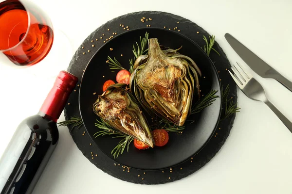 Concept Van Lekker Eten Met Gegrilde Artisjok Bovenaanzicht — Stockfoto