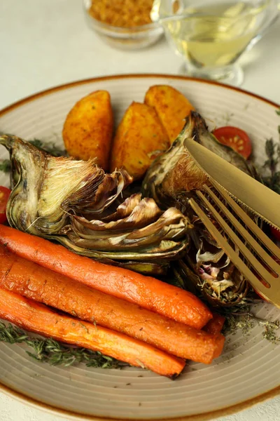 Concetto Cibo Gustoso Con Carciofo Alla Griglia Primo Piano — Foto Stock