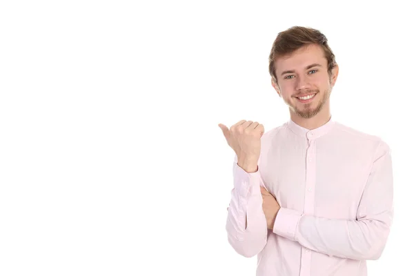 Conceito Pessoas Com Jovem Isolado Fundo Branco — Fotografia de Stock