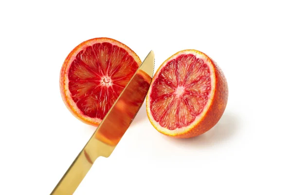 Concepto Cítricos Con Naranja Roja Aislada Sobre Fondo Blanco —  Fotos de Stock