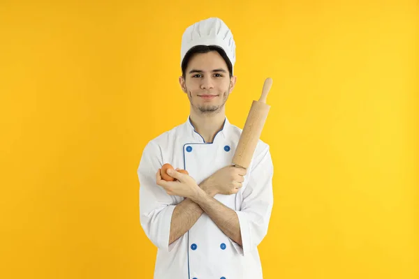 Concept Profession Young Attractive Male Chef — Fotografia de Stock
