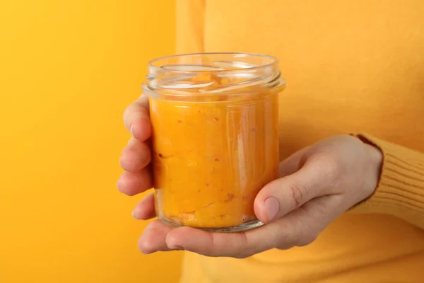 Concept Tasty Food Pumpkin Jam Close — Stockfoto