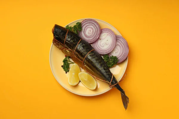 Concept Tasty Food Smoked Mackerel Top View — Stock Photo, Image