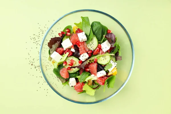 Konzept Von Schmackhaftem Essen Salat Mit Roter Orange Draufsicht — Stockfoto