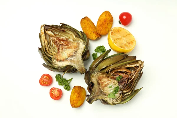 Concept Tasty Food Grilled Artichoke White Background — Stock Photo, Image