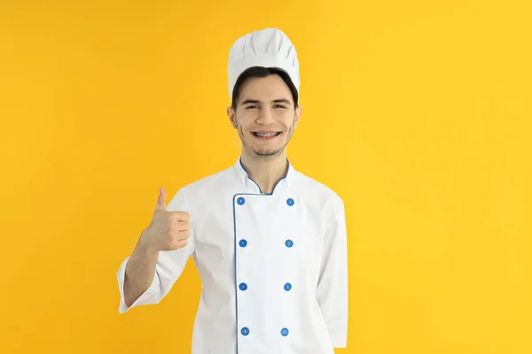 Concept Profession Young Attractive Male Chef — Stock Photo, Image