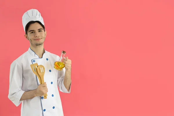 Conceito Profissão Jovem Chef Masculino Atraente — Fotografia de Stock