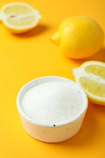 Concept Household Cleaners Lemon Acid Close — Foto de Stock
