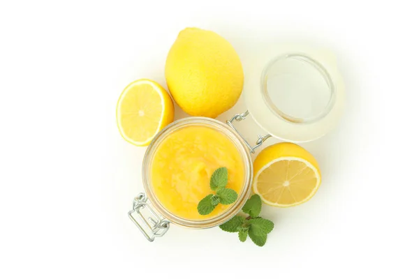 Konzept Des Schmackhaften Essens Zitronenquark Isoliert Auf Weißem Hintergrund — Stockfoto
