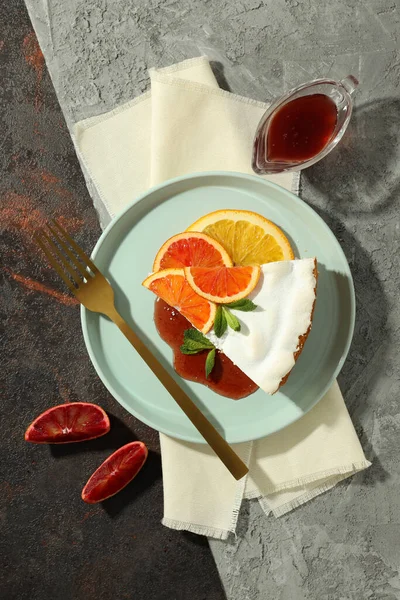 Concept Tasty Dessert Meringue Pie Citrus Top View — ストック写真