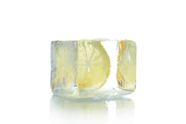 Ice Lemon Isolated White Background — 스톡 사진