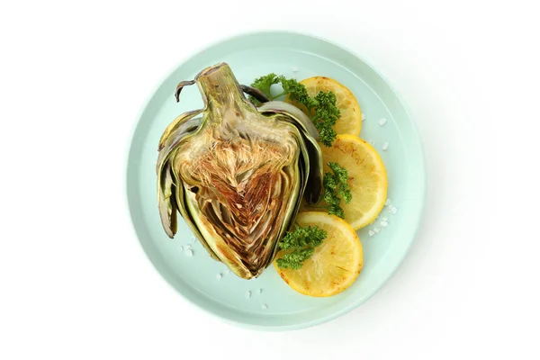 Grilled Artichoke Isolated White Background Top View — Stock Photo, Image