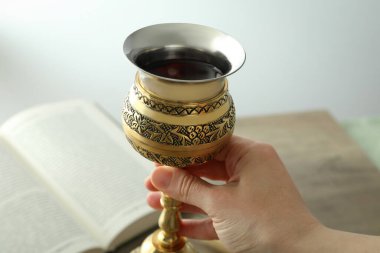 Concept or composition of Eucharist, close up
