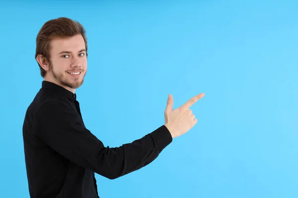 Concept People Young Man Blue Background — Stock Photo, Image