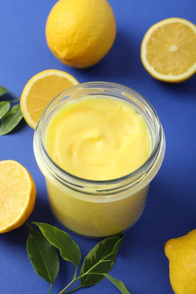 Concepto Sabrosa Comida Con Cuajada Limón — Foto de Stock