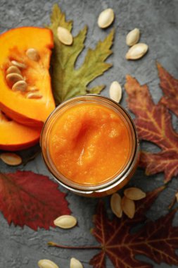 Lezzetli yemek kavramı, balkabağı reçeli, üst manzara