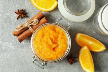 Lezzetli yemek kavramı, balkabağı reçeli, üst manzara