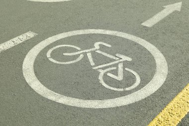 Asfalt yolda bisiklet yolu tabelası