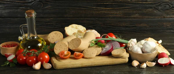 Concept Tasty Food Liverwurst Sausage Space Text — Stock Photo, Image