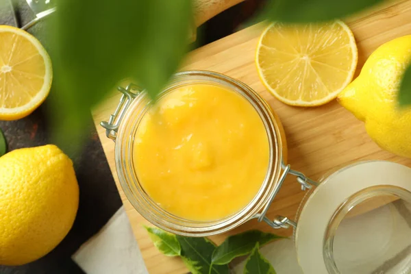 Konzept Des Schmackhaften Essens Mit Zitronenquark Draufsicht — Stockfoto