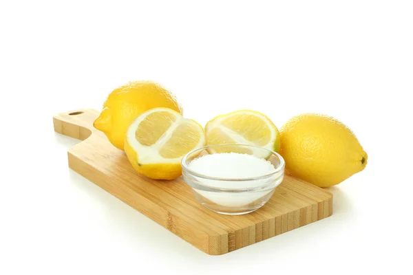 Konzept Von Haushaltsreinigern Mit Zitronensäure Isoliert Auf Weißem Hintergrund — Stockfoto