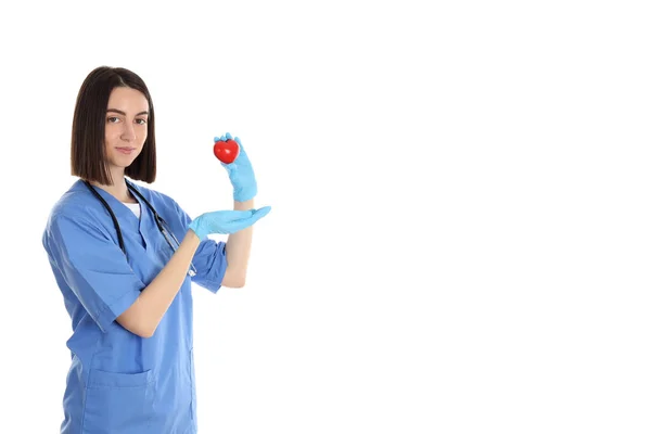 Jovem Médica Isolada Fundo Branco — Fotografia de Stock