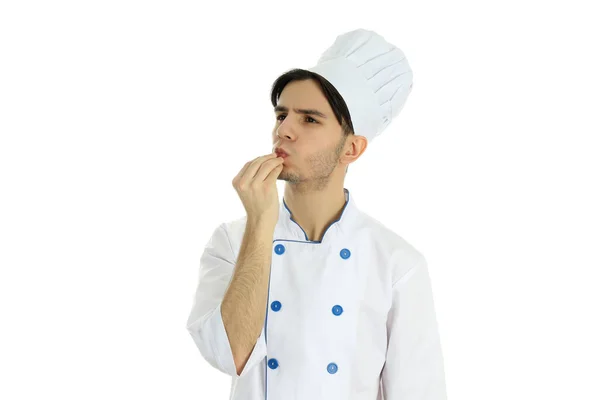 Jeune Chef Masculin Isolé Sur Fond Blanc — Photo