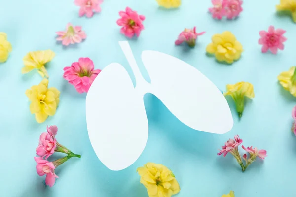 Światowy Dzień Płuc Lub Płuca Zdrowe Pojęcie Niebieskim Tle — Zdjęcie stockowe