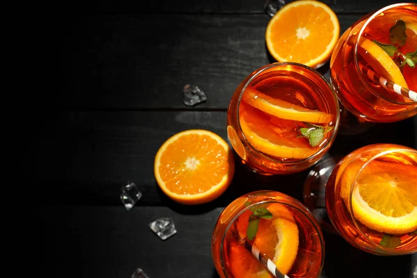 Concept Fresh Alcohol Drink Aperol Spritz Space Text — Stock Photo, Image