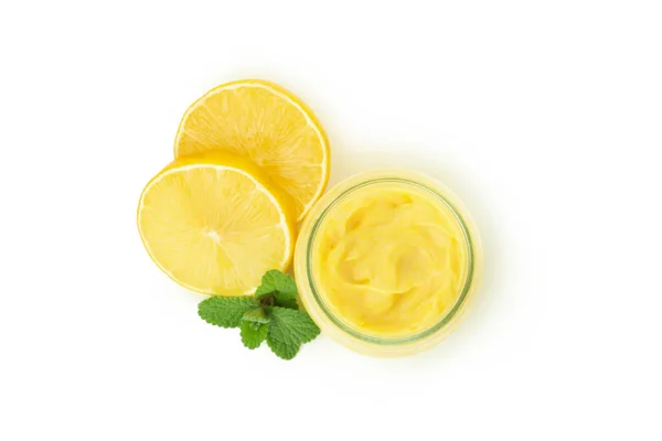 Lezzetli Yemek Kavramı Beyaz Arka Planda Izole Edilmiş Limon Yağı — Stok fotoğraf