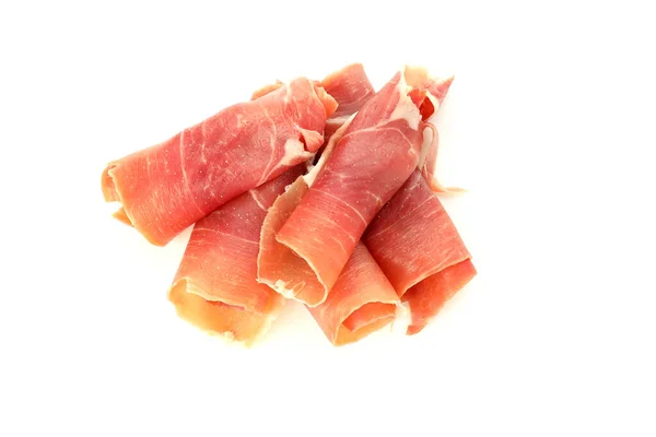 Deliciosa Carne Jamon Isolado Fundo Branco — Fotografia de Stock