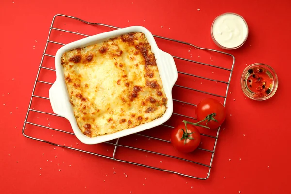 Konzept Von Leckerem Essen Lasagne Draufsicht — Stockfoto