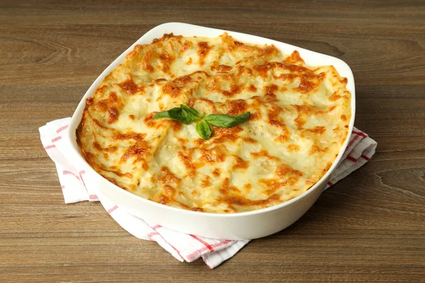 Concept Van Heerlijk Eten Lasagne Close — Stockfoto