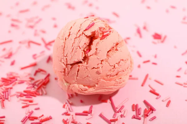 Ice Cream Pink Background Sprinkles — Stock Photo, Image