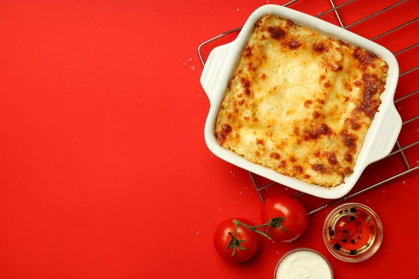 Concept Van Heerlijk Eten Lasagne Ruimte Voor Tekst — Stockfoto