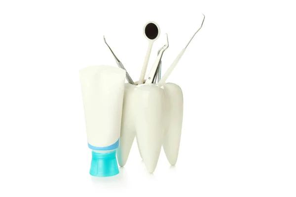 Akcesoria Pielęgnacji Zębów Izolowane Białym Tle — Zdjęcie stockowe