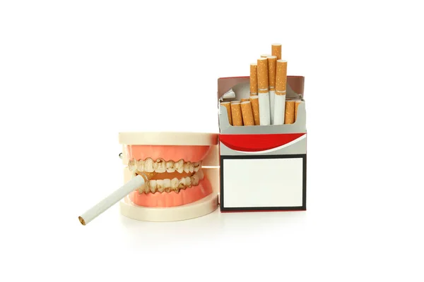 Conceito Dano Fumar Para Dentes Isolado Fundo Branco — Fotografia de Stock