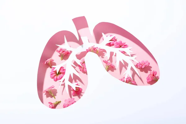 Światowy Dzień Płuca Koncepcja Różowymi Kwiatami — Zdjęcie stockowe