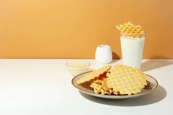 Concept Tasty Food Wafers Space Text — Stock Photo, Image