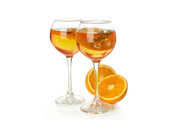 Concept Summer Cocktail Aperol Spritz Isolated White Background — Stock Photo, Image
