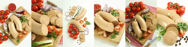 Photo Collage Tasty Food Concept Liverwurst — Φωτογραφία Αρχείου