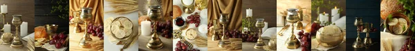 Collage Fotografico Del Concetto Eucaristico Con Diversi Accessori — Foto Stock