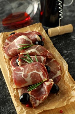 Lezzetli İspanyol mutfağı kavramı - jamon, kapat