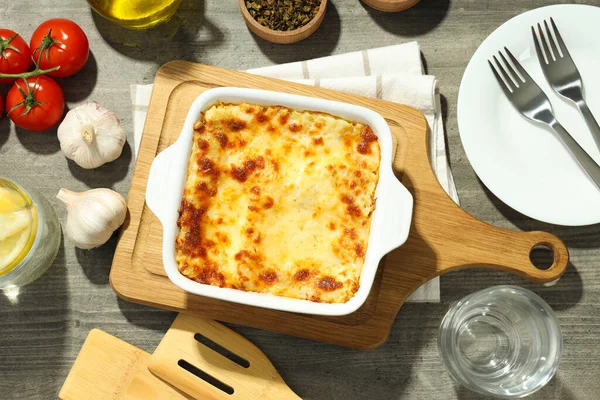 Concept Van Heerlijk Eten Lasagne Bovenaanzicht — Stockfoto
