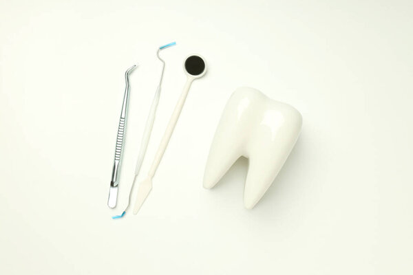 Concept of dental care or tooth care on white background