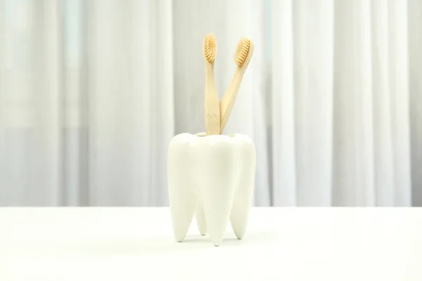 Concept Dental Care Tooth Care White Table — Stock Photo, Image